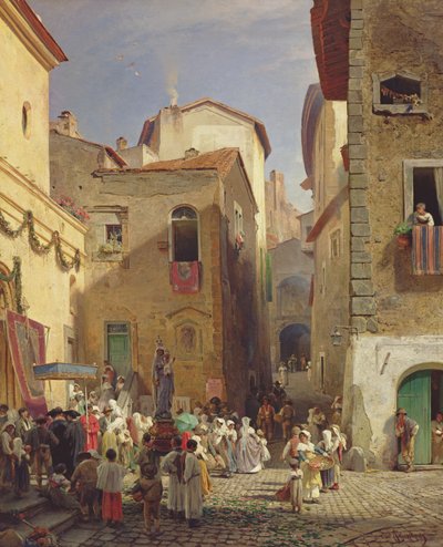 Festival of Our Lady at Gennazzano, Roman Campagna, Italy, 1865 by Oswald Achenbach